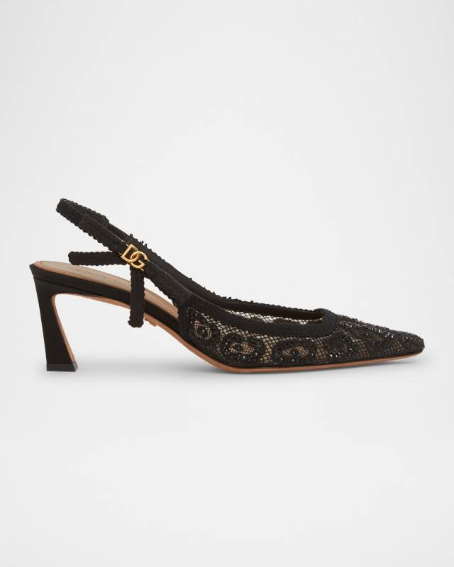 Crystal Lace Slingback Pumps